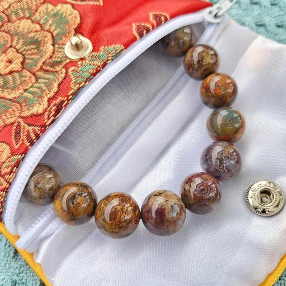 Natural Yellow Pietersite Beaded Stretch Bracelet. 6"-7" Fit. (151.00 ct) - Picture 1 of 3